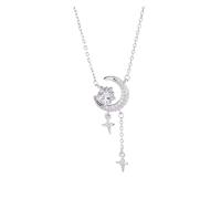 Collana romantica a forma di stella in argento S925, catena con nappe a forma di cielo stellato splendente