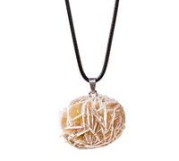 Collana Rosa Del Deserto - Ciondolo Di Gioielli In, Collana Di Gemma Naturale | 0,79-1,18 Pollici Di Gioielli In Pietra Di Guarigione Boho, Collana A Sospensione Floreale Vintage, Collana