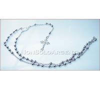 COLLANA ROSARIO ARGENTO 925 ITALIA SFERE 0,50 CROCE GRANDE UOMO DONNA + MISURE