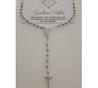 COLLANA ROSARIO Collier ORO BIANCO 18 Kt 750% CATENINA Uomo Donna Sfere Lucide