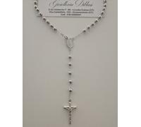 COLLANA ROSARIO Collier ORO BIANCO 18 Kt 750% CATENINA Uomo Donna Sfere Lucide