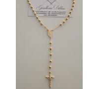 COLLANA ROSARIO Collier ORO GIALLO 18 Kt 750% CATENINA Uomo Donna Sfere Lucide