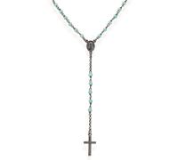 COLLANA ROSARIO DONNA ARGENTO 925 CRISTALLI VERDE ACQUA AMEN CROBT4 CRONT4