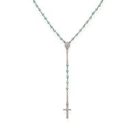 COLLANA ROSARIO DONNA ARGENTO 925 CRISTALLI VERDE ACQUA AMEN CROBT4 CRONT4