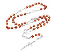 Collana rosario in argento per uomo e donna con perle di ambra da 5 mm, in vera ambra baltica cognac, collana con croce, regalo religioso esclusivo per battesimo, comunione, matrimonio