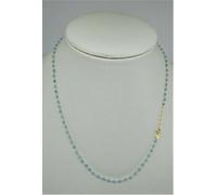 COLLANA ROSARIO ORO GIALLO 18KT 750 UOMO DONNA PIETRA TOPAZIO AZZURRO COLLIER