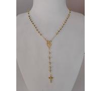 COLLANA ROSARIO ORO GIALLO 750 18K UNISEX Medaglia Miracolosa Croce SFERE LUCIDE