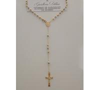 COLLANA ROSARIO ORO Giallo Bianco 18Kt 750% CATENINA Uomo Donna Sfere Diamantate