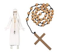 Collana Rosario Religioso Uomo Donna Adulto, Collana Croce Crocifisso, Rosario Costume Monaco Suora Sacerdote, Rosario Halloween Carnevale, Croce Sacerdote, largo, poliestere, Non Applicabile