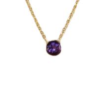 Collana rotonda in argento sterling 925 con ciondolo viola liscio rotondo in ametista naturale da 6 mm con catena a maglie da 18 pollici, regalo per la pace, la guarigione spirituale, lo stress e