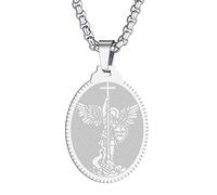 Collana San Cristoforo San Michele San Giorgio Santa Barbara Ciondolo per Donne e Uomini Il Sigillo dei Sette Arcangeli Ciondolo Catena Medaglia Religiosa Medaglione Disco Gioielleria Regalo Cristiano