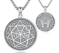 Collana San Michele Arcangelo/San Cristoforo/Crocifisso Gesù Ciondolo Argento 925 Protezione Angelo Religioso Amuleto Regalo Gioielli per Uomo Donna (Collane Sigillo dei 7 Arcangeli)