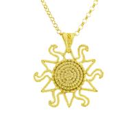 Collana Sarda Argento Dorato Pendente a Sole e Corbula Filigrana Sardegna 44 cm