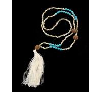 Collana Sautoir Mala Rudraksha Ø11Mm Perle Turchesi Beige Top Qualità 25219 S4