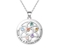 Collana scienza atomica regalo chimico pensa come un protone e rimani atomo positivo chimica simbolo scienza collana per scienziato fisico scienza regalo di laurea, Small, Argento