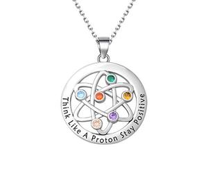 Collana scienza atomica regalo chimico pensa come un protone e rimani atomo positivo chimica simbolo scienza collana per scienziato fisico scienza regalo di laurea, Small, Argento