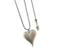 Collana semplice alla moda con ciondolo a forma di cuore, gioielli per coppie giovani o amici intimi, regolabile Lariat