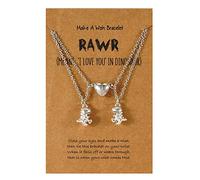 Collana semplice alla moda con ciondolo a forma di dinosauro, gioiello per coppie giovani o amici intimi, cuore diviso per ragazze e coppie