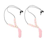 Collana Sensoriale in Silicone Masticare Collana Collana Sensoriale Plume Collare da Masticare Morbido per Bambini Collana Sensoriale in Legno e Silicone 2 Pezzi (Rosa)