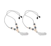 Collana Sensoriale in Silicone Masticare Collana Collana Sensoriale Plume Collare da Masticare Morbido per Bambini Collana Sensoriale in Legno e Silicone 2 Pezzi (Grigio chiaro)