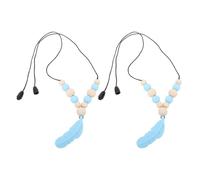 Collana Sensoriale in Silicone Masticare Collana Collana Sensoriale Plume Collare da Masticare Morbido per Bambini Collana Sensoriale in Legno e Silicone 2 Pezzi (Blu)