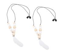 Collana Sensoriale in Silicone Masticare Collana Collana Sensoriale Plume Collare da Masticare Morbido per Bambini Collana Sensoriale in Legno e Silicone 2 Pezzi (Bianco)