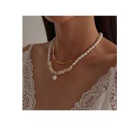Collana set donna girocollo perle 2 fili colorata color oro pietre dure 40997