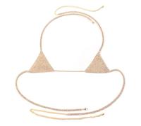 Collana sexy per il corpo - Imbracatura per il corpo del bikini con strass, collana minimalista a strati per il petto da donna, elegante gioiello per il corpo per feste Y2K, Misura unica, Pietra