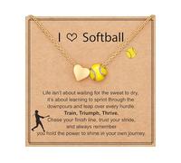 Collana Softball Donna Placcata Oro 14K, Collana Sportiva con Ciondolo Cuore e Palla da Softball, Gioielli Donna Cuore, Regalo per Sportive, Allenatrici o Fan del Softball, Accessorio Chic e Brillante