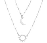 Collana Sole e Luna per Coppia, 2 Pezzi Sole Luna Best Friend Collana, Collana Set, Figlia Amicizia Bestie Set, Per La Sua Fidanzata Sorella Regalo Di San Valentino, argento