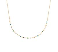 Collana Sottile Ornata Da Cristallo Multicolore Placcato Oro 18 Carati 750/000