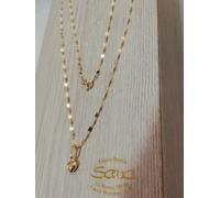 Collana specchiata e ciondolo cuore bombato in oro giallo 750 18 kt NUOVO