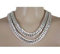 Collana Spessa In Metallo Argento Con Maglie Chunky Bling Set Di Gioielli Moda