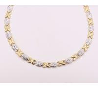 Collana Stampata Hugs And Kisses In Oro Giallo E Bianco 10K XOX 17"