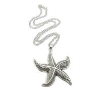 Collana stella marina grande ciondolo placcato argento antico 45,7 cm...