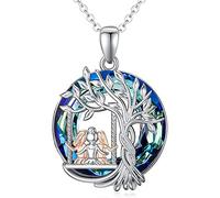 Collana Swing Sisters da donna, alla moda con ciondolo a forma di albero della vita con nodo celtico, con scritta "Always My Sister Forever My Friend", idea regalo per donne e sorelle