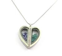 Collana Tanzanite + Apatite Paraiba Grezza. Modello Cuore.