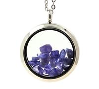 Collana Tanzanite Grezzo. Modello Medaglione 20 Mm. Colore Argento.