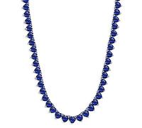 Collana tennis classica da donna in argento Sterling con pietre preziose autentiche e create a forma di cuore, Metallo, Zaffiro sintetico