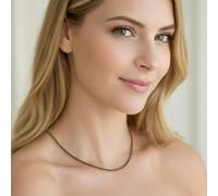 Collana Tennis Placcata Oro con Cristalli Neri Swarovski Elements 3mm Elegante