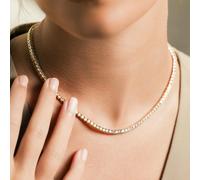Collana Tennis Placcata Oro Swarovski Element Cristalli Originali 3mm Donna