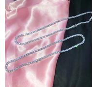 Collana Tennis Riviera 5A CZ 3Mm + 4Mm 16 E 18” 925 Argento Sterlingo E Rodio