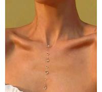 Collana trasparente che galleggia sulla clavicola come la rugiada del mattino + linea da pesca invisibile fatta a mano, collana minimalista di moda con gocce d'acqua imitate, stile a goccia d'acqua sf