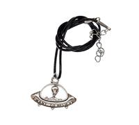 Collana UFO Alieno Miniblings Extraterrestre Spazio Sci-Fi Nave Spaziale Pelle