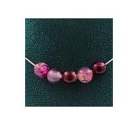 Collana - UN BIJOUX - Agata striata rosa - 5 perle - Acciaio inox - Lunghezza 45 cm