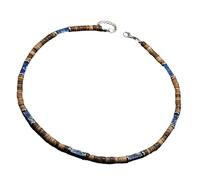 Collana unica con perline in legno di noce di cocco marrone e pietra naturale per una dichiarazione alla moda vintage collana con ciondolo, Misura unica, come descritto, come descritto