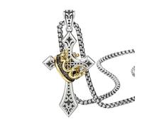Collana unisex con croce e corona - Accessorio regalo per gioielli di fede che simboleggia la preghiera e la fede | Materiale in acciaio inossidabile unisex, elegante e resistente per la chiesa, la