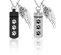 Collana Unisex Donna Uomo in Acciaio, 2 pezzi Urna Collana per Cener, Inossidabile con Pendente Apribile Bottiglia Memoriale, per Uomo Donna, per Ceneri Urne Umane Memorial Cremazione Urna Medaglione