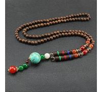Collana Unisex Fatta a Mano con Ciondolo in Legno Mala Buddista Nepal Boho Hippie, Stile Etnico, Ciondolo Lungo, Gioielli da Uomo e Donna (Color : 20)