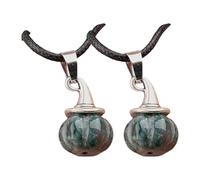 Collana unisex regolabile con ciondolo a forma di zucca e cappello da strega e pietra agata naturale su cordoncino nero, gioielli regalo per feste di Halloween, Misura unica, come descritto, come